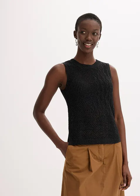 Top en maille ajourée avec fibres métallisées, bonprix