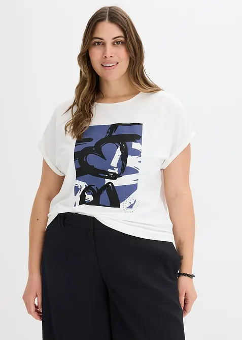 T-shirt en viscose mélangée à strass, bonprix