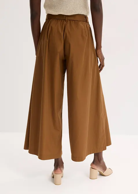 Pantalon en popeline de coton et ceinture (ens. 2 pces), bonprix