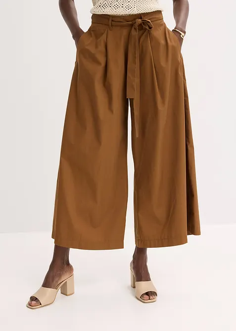 Pantalon en popeline de coton et ceinture (ens. 2 pces), bonprix
