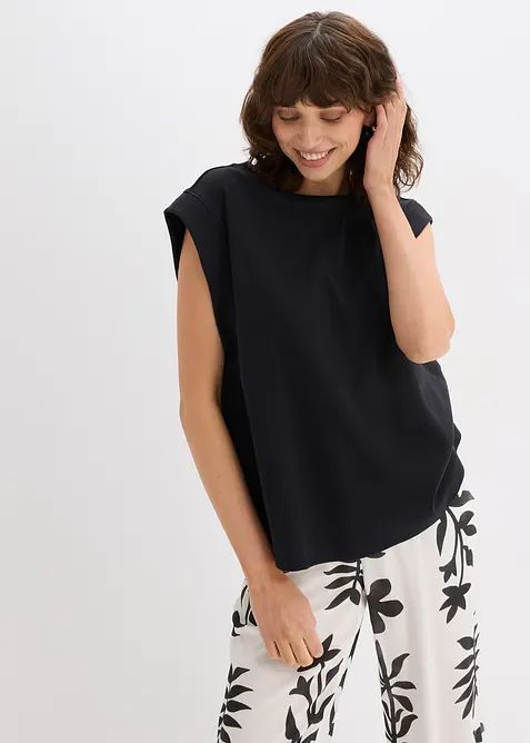 Top oversize avec mancherons en bord-c&ocirc;te, bonprix