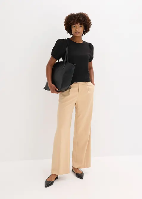 T-shirt en jersey avec manches bouffantes en popeline de coton, bonprix