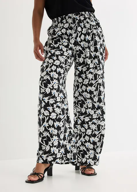 Pantalon palazzo en tissu texturé, bonprix