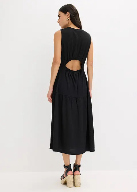 Robe midi en jersey texturé avec découpe dos, bonprix
