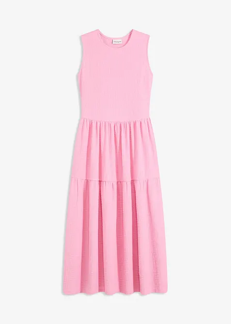 Robe midi en jersey texturé avec découpe dos, bonprix