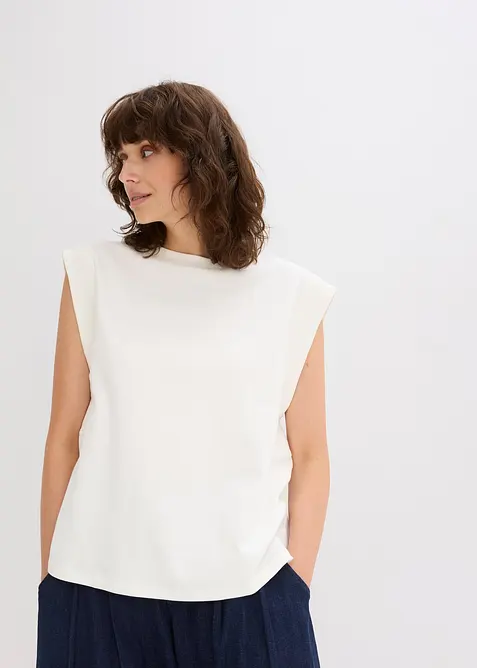 Top oversize avec mancherons en bord-c&ocirc;te, bonprix