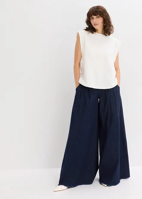 Top oversize avec mancherons en bord-c&ocirc;te, bonprix