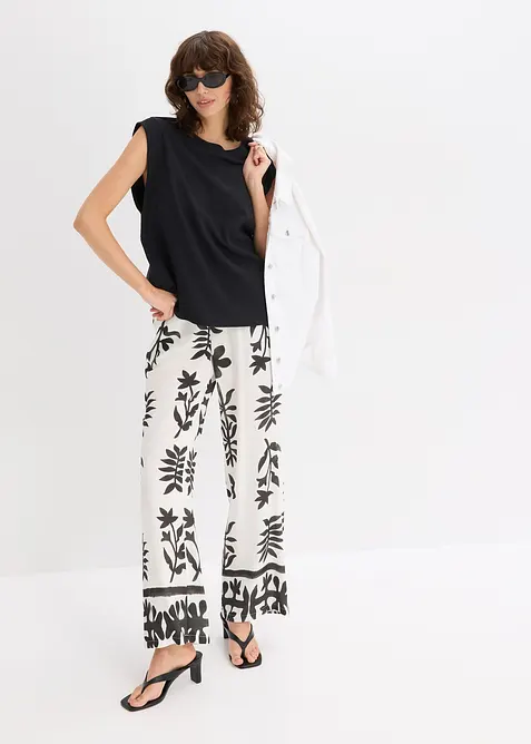 Top oversize avec mancherons en bord-c&ocirc;te, bonprix