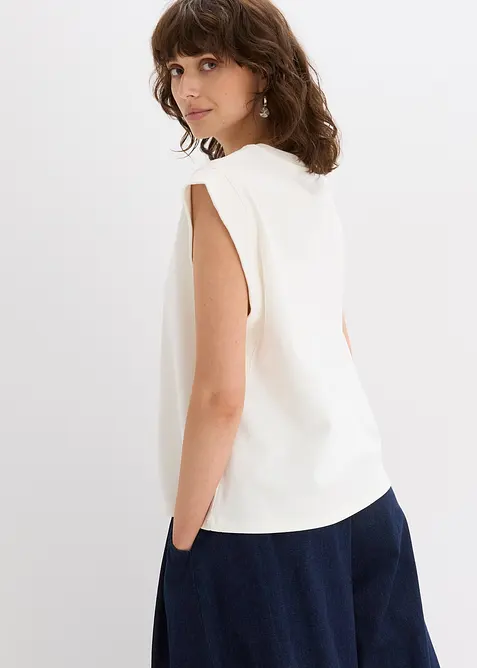 Top oversize avec mancherons en bord-c&ocirc;te, bonprix