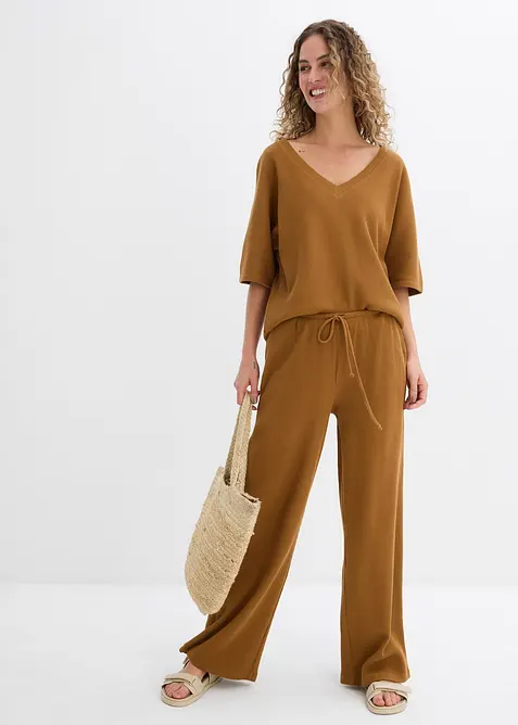 Pantalon 100% coton texturé, bonprix