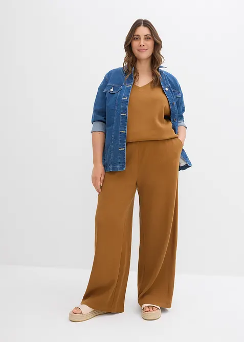 Pantalon 100% coton texturé, bonprix