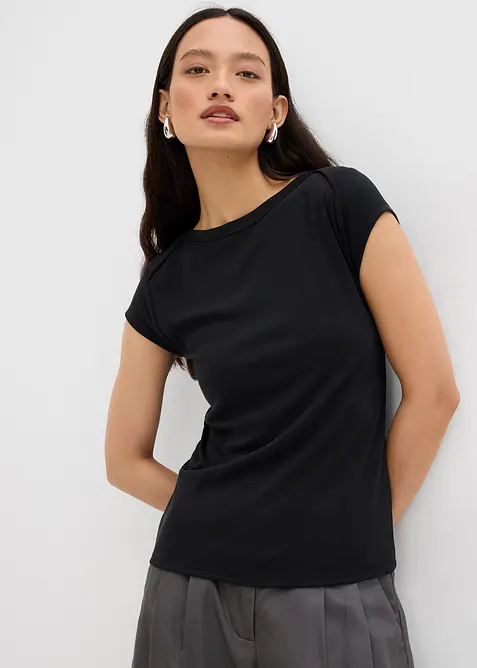 Top côtelé doux en modal mélangé, bonprix