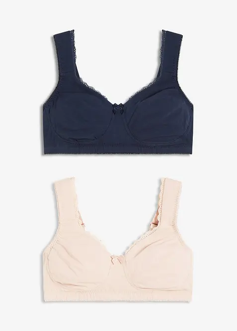 Lot de 2 soutiens-gorge minimiseurs moulés coton, sans armatures, bonprix