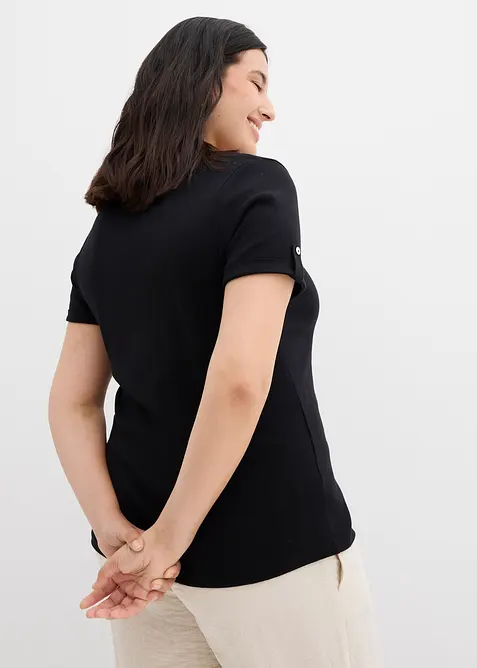 T-shirt col tunisien 100% coton, bonprix