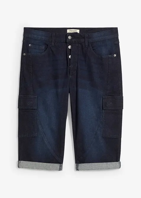 Bermuda cargo en jean extensible, regular, bonprix