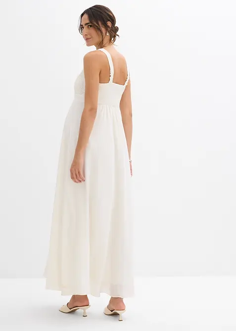 Robe de mariée de grossesse avec dentelle, satin et crêpe georgette, bonprix