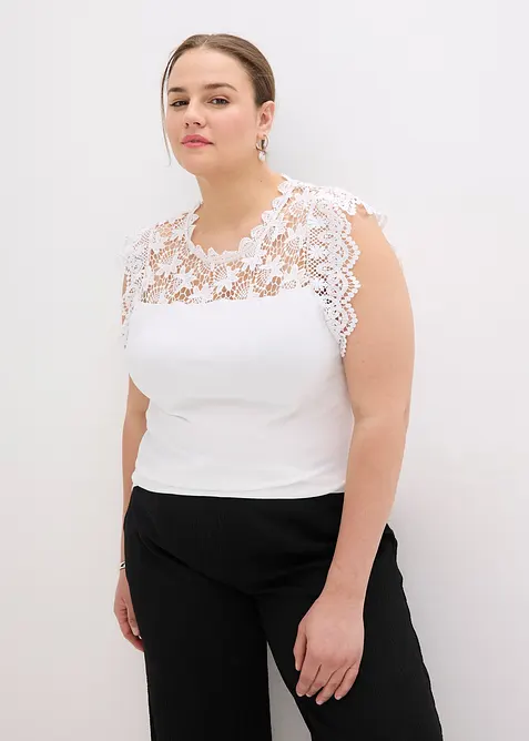 T-shirt à empiècement dentelle, bonprix