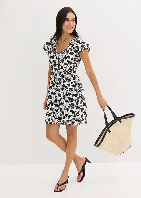 Robe en tissu texturé avec manches papillon, bonprix