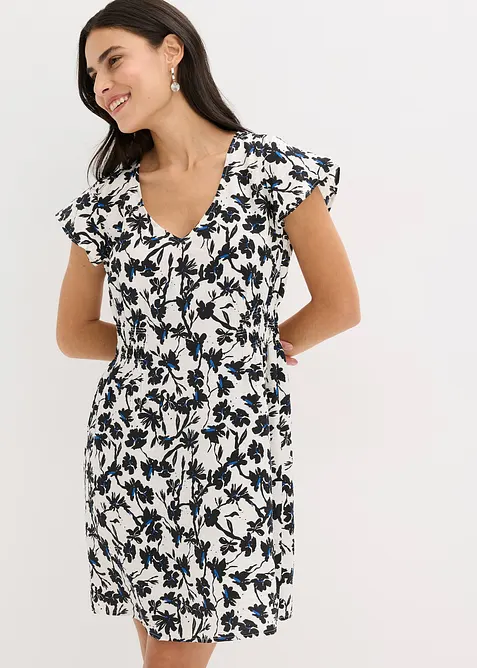 Robe en tissu texturé avec manches papillon, bonprix