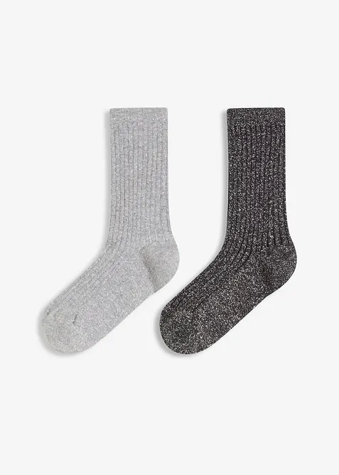 Lot de 2 paires de chaussettes avec coton et lurex, bonprix