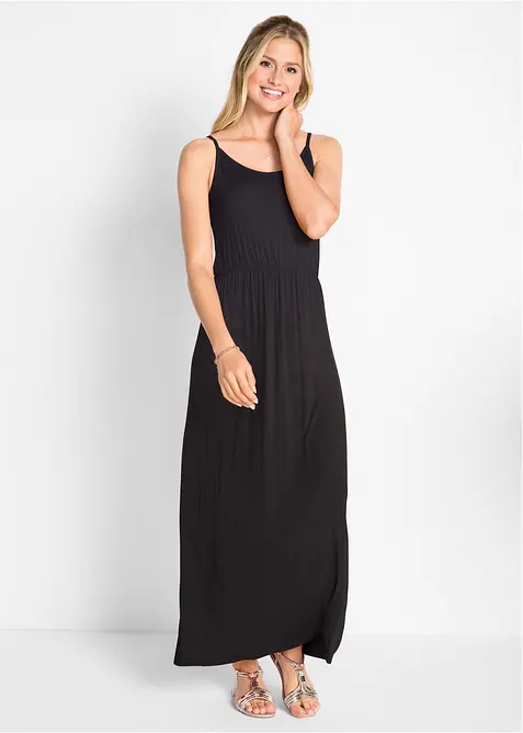 Robe longue, cintrée et fluide en viscose extensible, bonprix