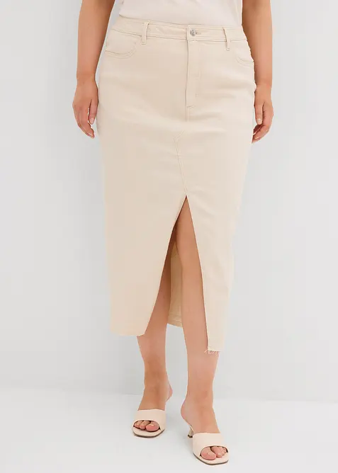 Jupe en jean fendue devant, bonprix