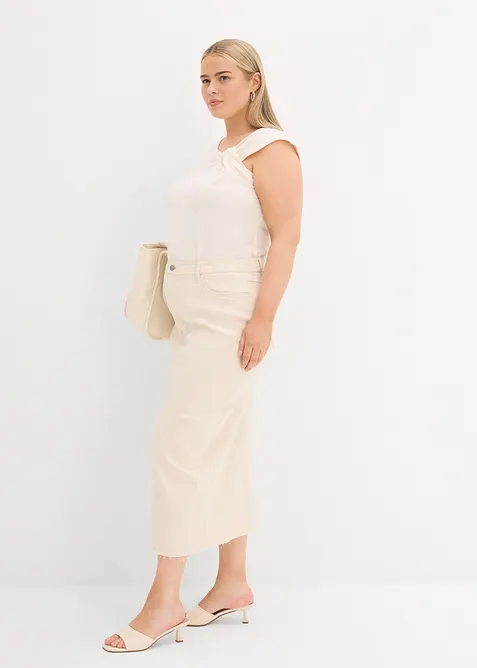 Jupe en jean fendue devant, bonprix