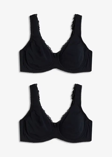 Lot de 2 soutiens-gorge minimiseurs moulés coton, avec armatures, bonprix