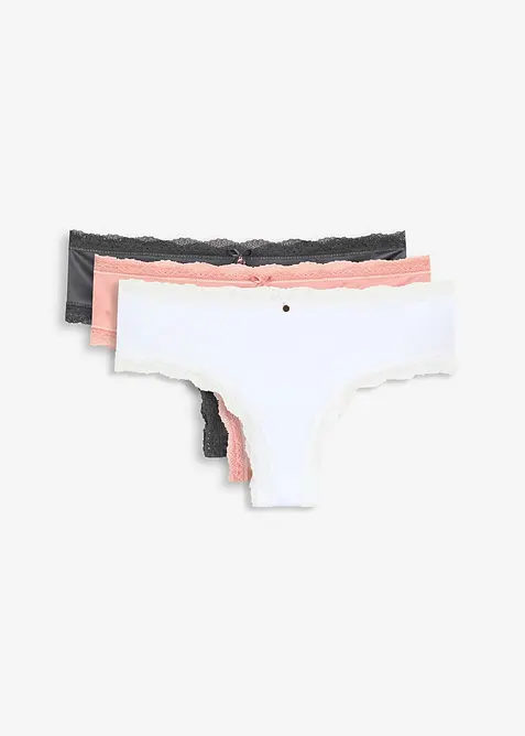 Lot de 3 slips brésiliens satinés, bonprix