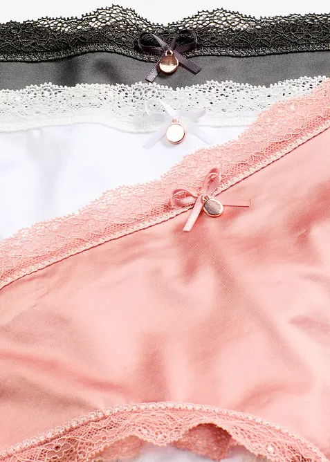 Lot de 3 slips brésiliens satinés, bonprix