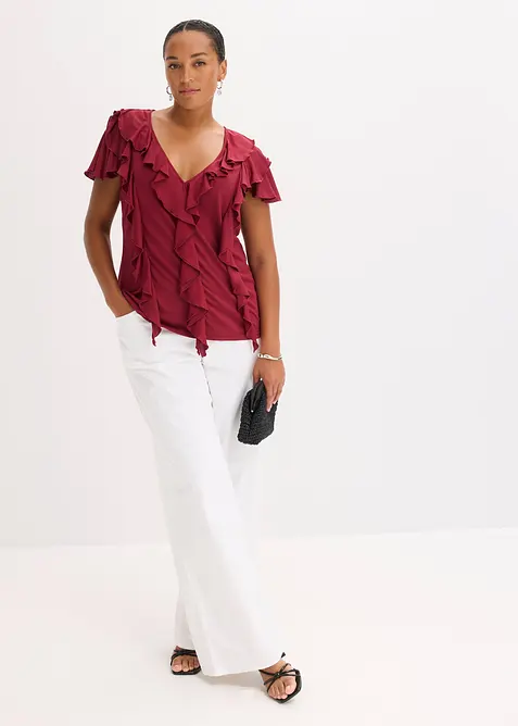 T-shirt avec volants en modal mélangé, bonprix