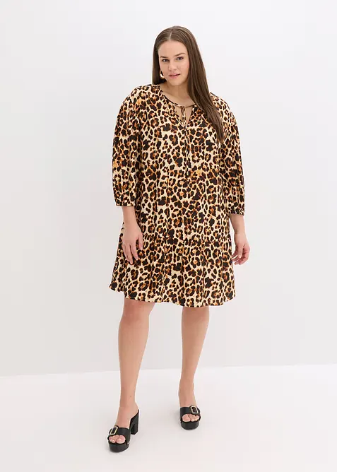 Robe-tunique imprimée en crêpe texturé, bonprix