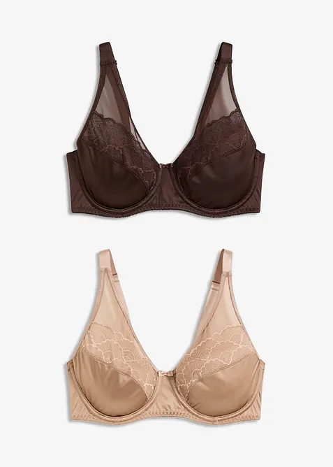 Lot de 2 soutiens-gorge avec effet brillant, bonprix