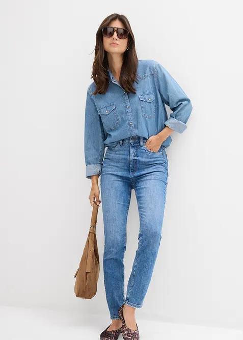 Jean skinny taille haute, cropped, bonprix