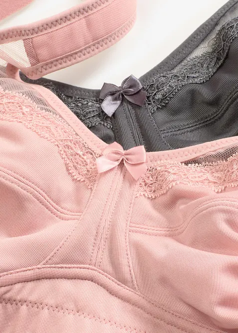 Lot de 2 soutiens-gorge grand maintien sans armatures, bretelles rembourrées, bonprix