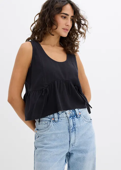 Blouse sans manches l&eacute;g&egrave;re en lin m&eacute;lang&eacute;, bonprix