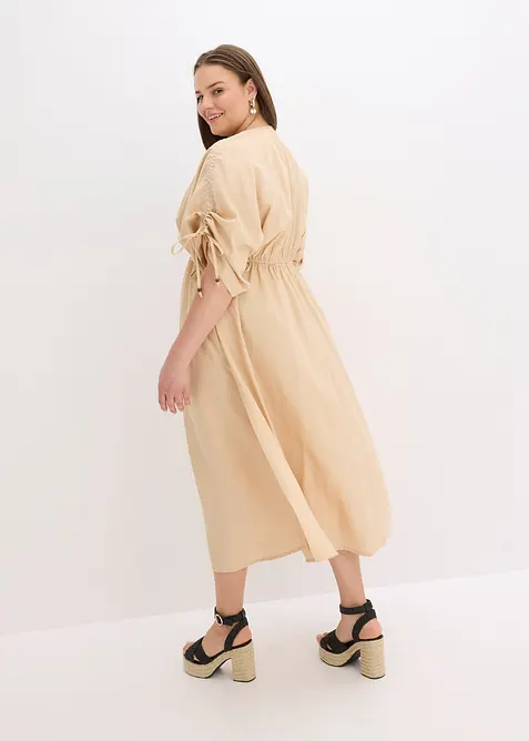 Robe longue à manches amples en matière texturée, bonprix