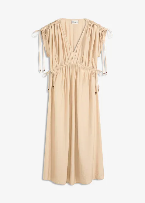 Robe longue à manches amples en matière texturée, bonprix