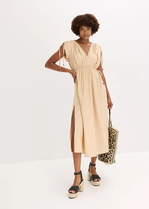 Robe longue à manches amples en matière texturée, bonprix