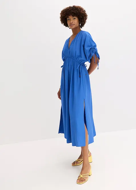 Robe longue à manches amples en matière texturée, bonprix