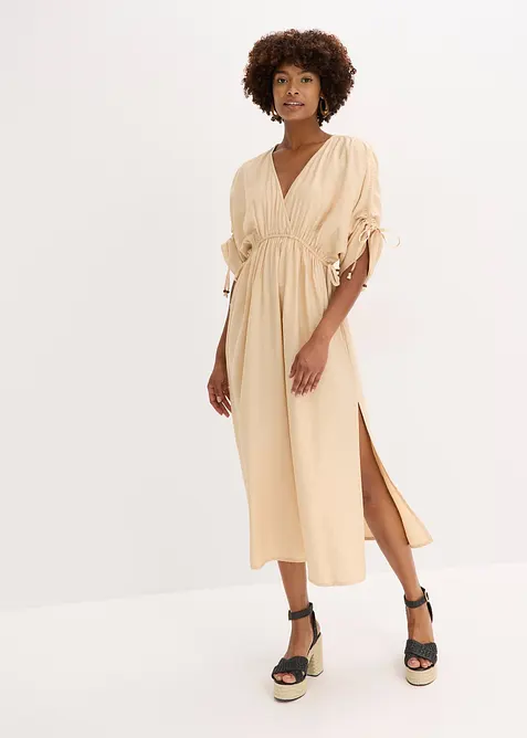 Robe longue à manches amples en matière texturée, bonprix