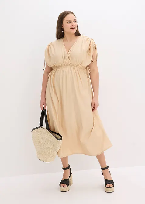 Robe longue à manches amples en matière texturée, bonprix