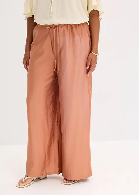 Pantalon palazzo texturé en viscose mélangée, bonprix