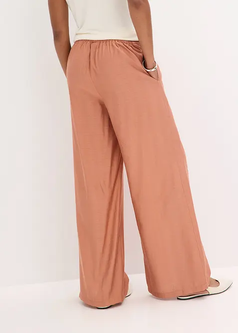 Pantalon palazzo texturé en viscose mélangée, bonprix