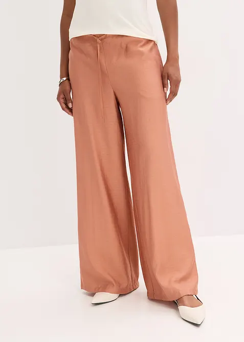 Pantalon palazzo texturé en viscose mélangée, bonprix