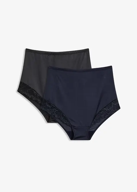 Lot de 2 slips sculptants en polyamide brillant, maintien modéré, bonprix