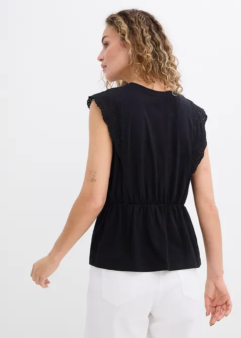 T-shirt avec détails en broderie anglaise, bonprix