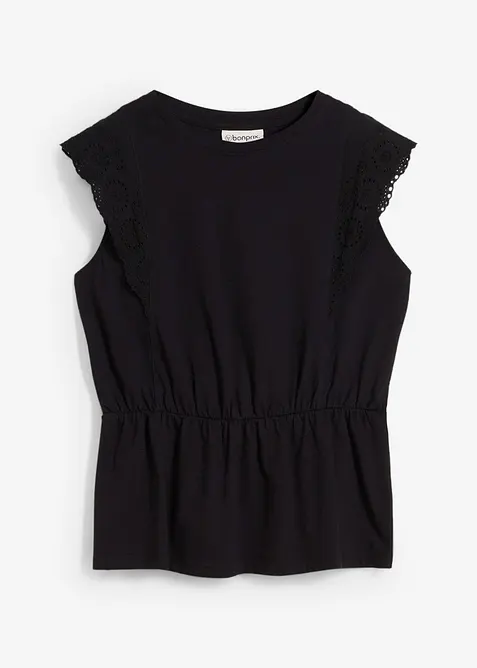 T-shirt avec détails en broderie anglaise, bonprix