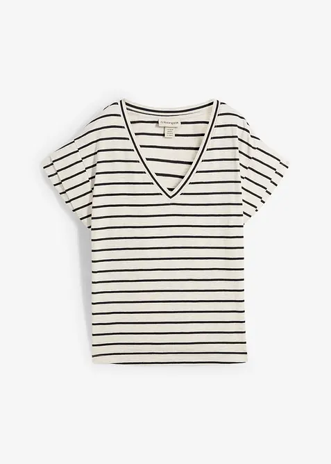 T-shirt rayé à manches volantées, bonprix