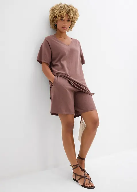 T-shirt en maille fine avec du lin, bonprix